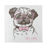 Cute Pug With Glasses Print Silk Bandana