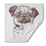 Cute Pug With Glasses Print Silk Bandana