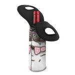 Cute Pug With Glasses Print Single Neoprene Wine Tote