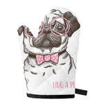 Cute Pug With Glasses Print Single Oven Mitt