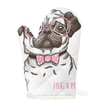Cute Pug With Glasses Print Single Oven Mitt