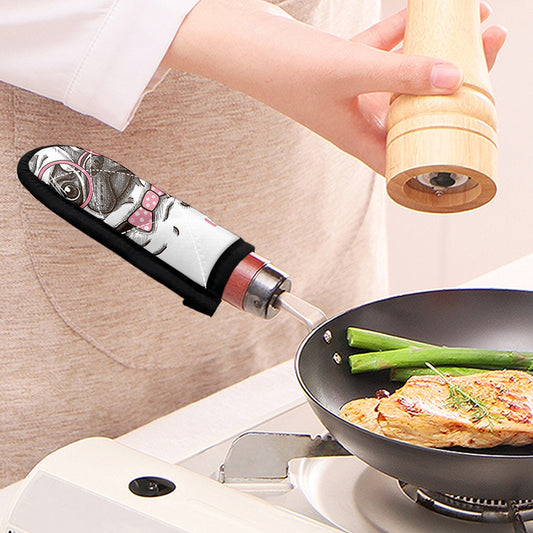 Cute Pug With Glasses Print Skillet Handle Cover