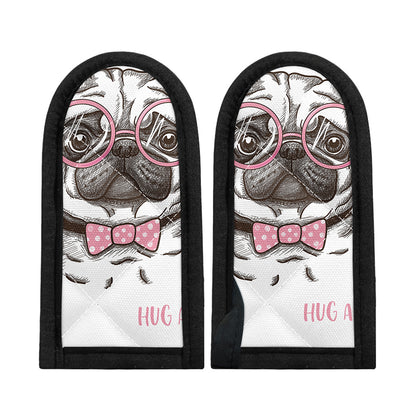 Cute Pug With Glasses Print Skillet Handle Cover