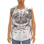 Cute Pug With Glasses Print Sleeveless Baseball Jersey
