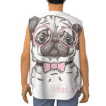 Cute Pug With Glasses Print Sleeveless Baseball Jersey