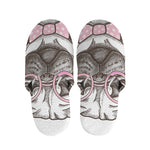 Cute Pug With Glasses Print Slippers