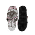 Cute Pug With Glasses Print Slippers