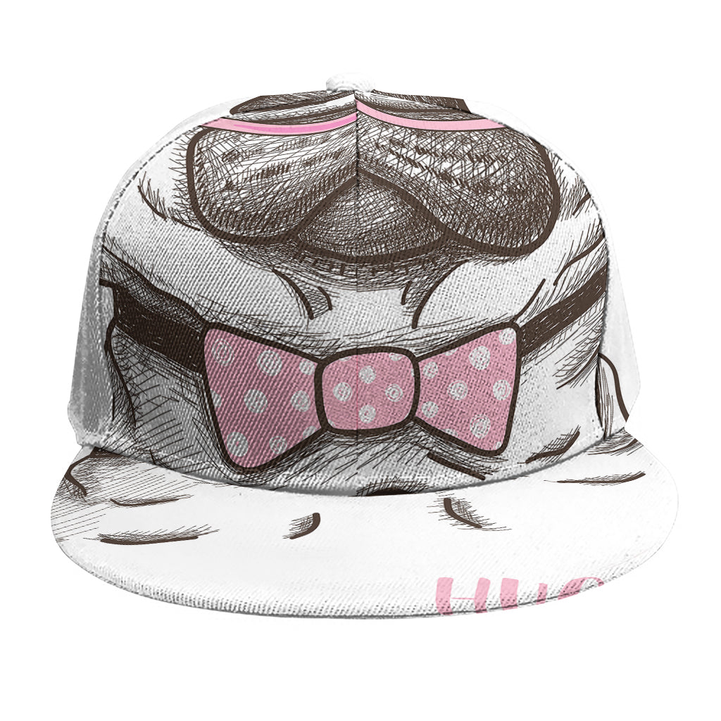 Cute Pug With Glasses Print Snapback Cap