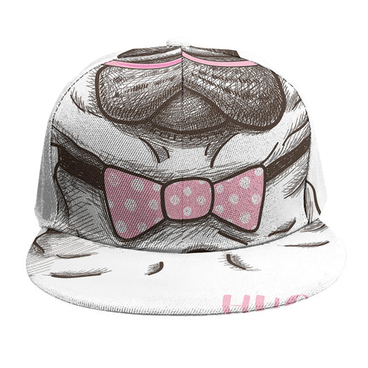 Cute Pug With Glasses Print Snapback Cap