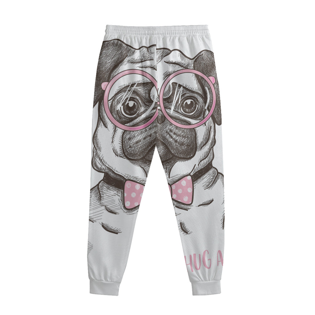 Cute Pug With Glasses Print Sweatpants