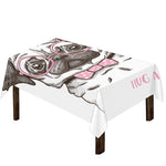 Cute Pug With Glasses Print Tablecloth