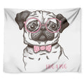 Cute Pug With Glasses Print Tapestry