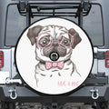 Cute Pug With Glasses Print Tire Cover With Camera Hole