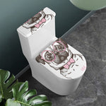 Cute Pug With Glasses Print Toilet Lid And Tank Cover Set