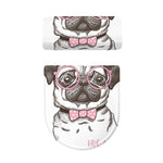 Cute Pug With Glasses Print Toilet Lid And Tank Cover Set