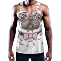 Cute Pug With Glasses Print Men's Workout Tank Top