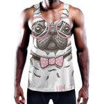 Cute Pug With Glasses Print Training Tank Top