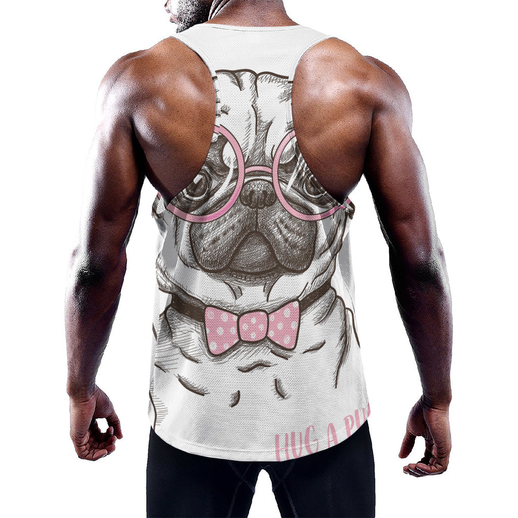 Cute Pug With Glasses Print Training Tank Top