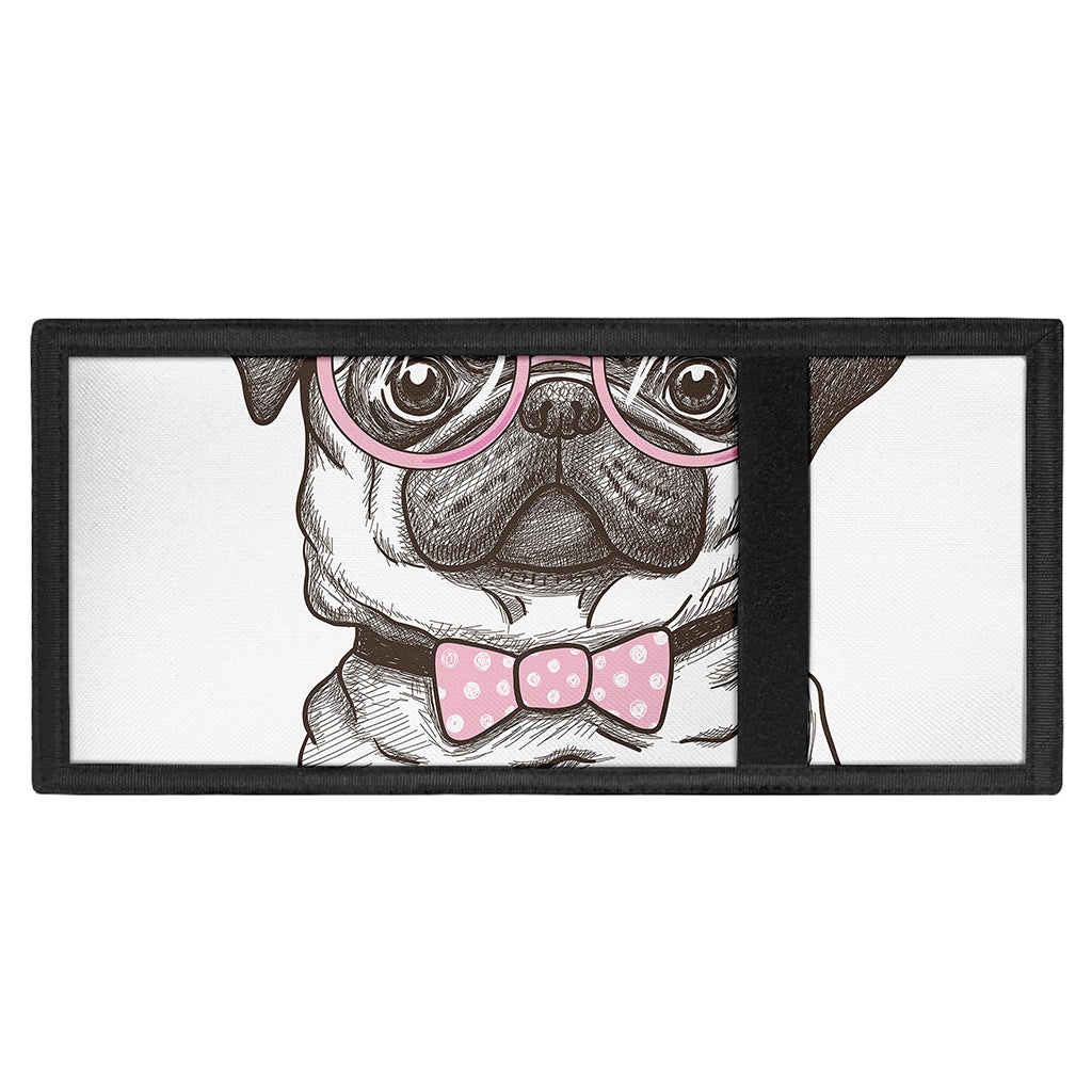 Cute Pug With Glasses Print Trifold Wallet
