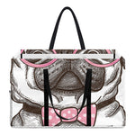Cute Pug With Glasses Print Utility Tote Bag