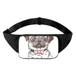 Cute Pug With Glasses Print Waist Bag