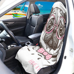 Cute Pug With Glasses Print Waterproof Car Seat Cover
