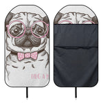 Cute Pug With Glasses Print Waterproof Car Seat Cover