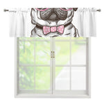 Cute Pug With Glasses Print Window Valance