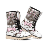 Cute Pug With Glasses Print Winter Boots