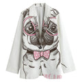 Cute Pug With Glasses Print Women's Blazer