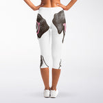 Cute Pug With Glasses Print Women's Capri Leggings