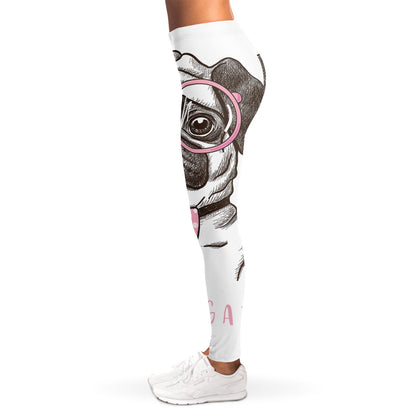 Cute Pug With Glasses Print Women's Leggings