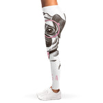 Cute Pug With Glasses Print Women's Leggings