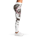 Cute Pug With Glasses Print Women's Leggings