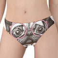 Cute Pug With Glasses Print Women's Panties