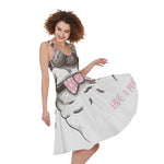 Cute Pug With Glasses Print Women's Sleeveless Dress