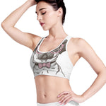 Cute Pug With Glasses Print Women's Sports Bra