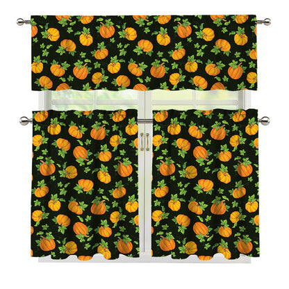 Cute Pumpkin Pattern Print 3 Piece Kitchen Curtains