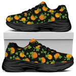 Cute Pumpkin Pattern Print Black Chunky Shoes