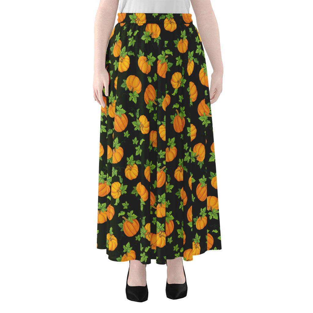 Cute Pumpkin Pattern Print Chiffon Maxi Skirt