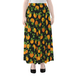 Cute Pumpkin Pattern Print Chiffon Maxi Skirt