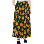 Cute Pumpkin Pattern Print Chiffon Maxi Skirt