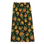 Cute Pumpkin Pattern Print Cotton Front Slit Maxi Skirt