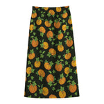 Cute Pumpkin Pattern Print Cotton Front Slit Maxi Skirt