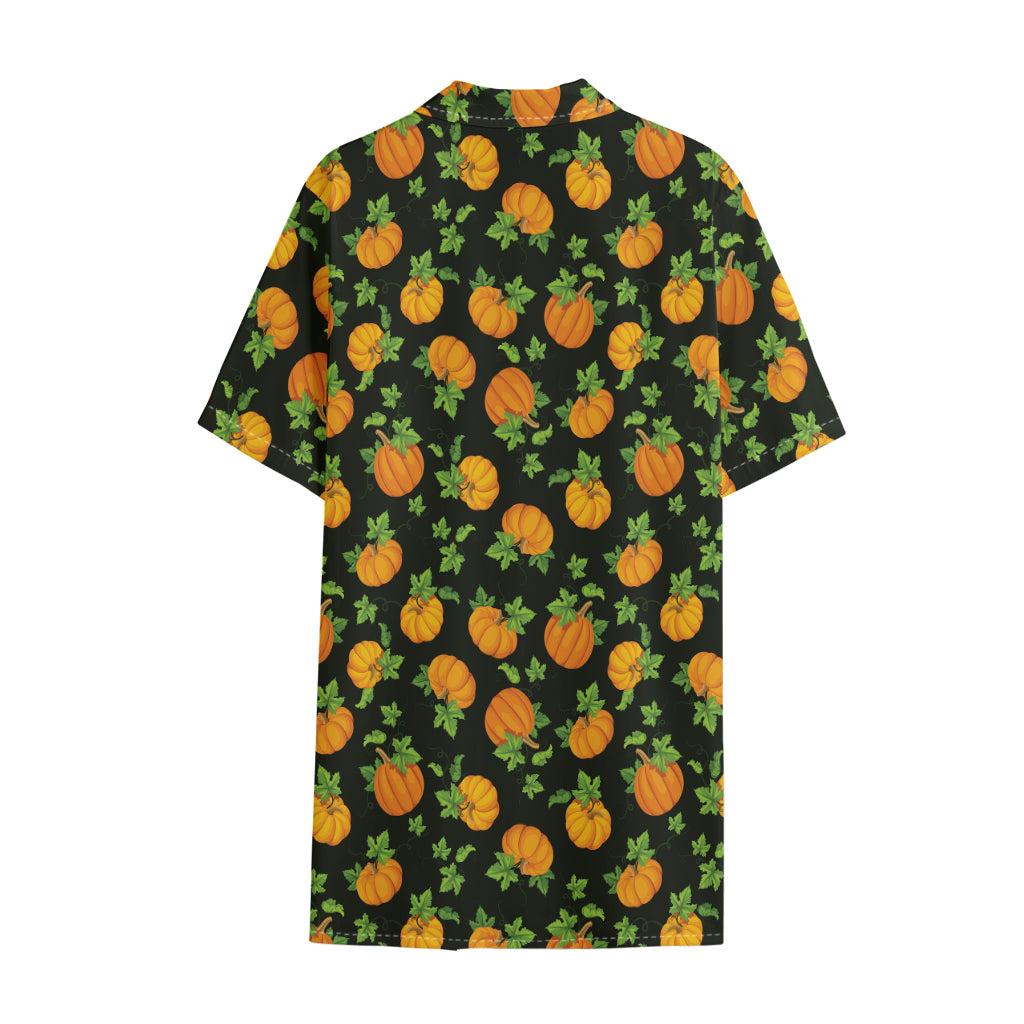 Cute Pumpkin Pattern Print Cotton Hawaiian Shirt