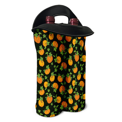 Cute Pumpkin Pattern Print Double Neoprene Wine Tote
