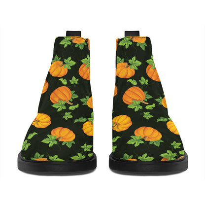 Cute Pumpkin Pattern Print Flat Ankle Boots
