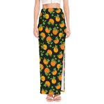 Cute Pumpkin Pattern Print High Slit Maxi Skirt