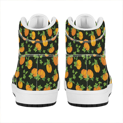 Cute Pumpkin Pattern Print High Top Leather Sneakers