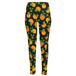 Cute Pumpkin Pattern Print High-Waisted Pocket Leggings
